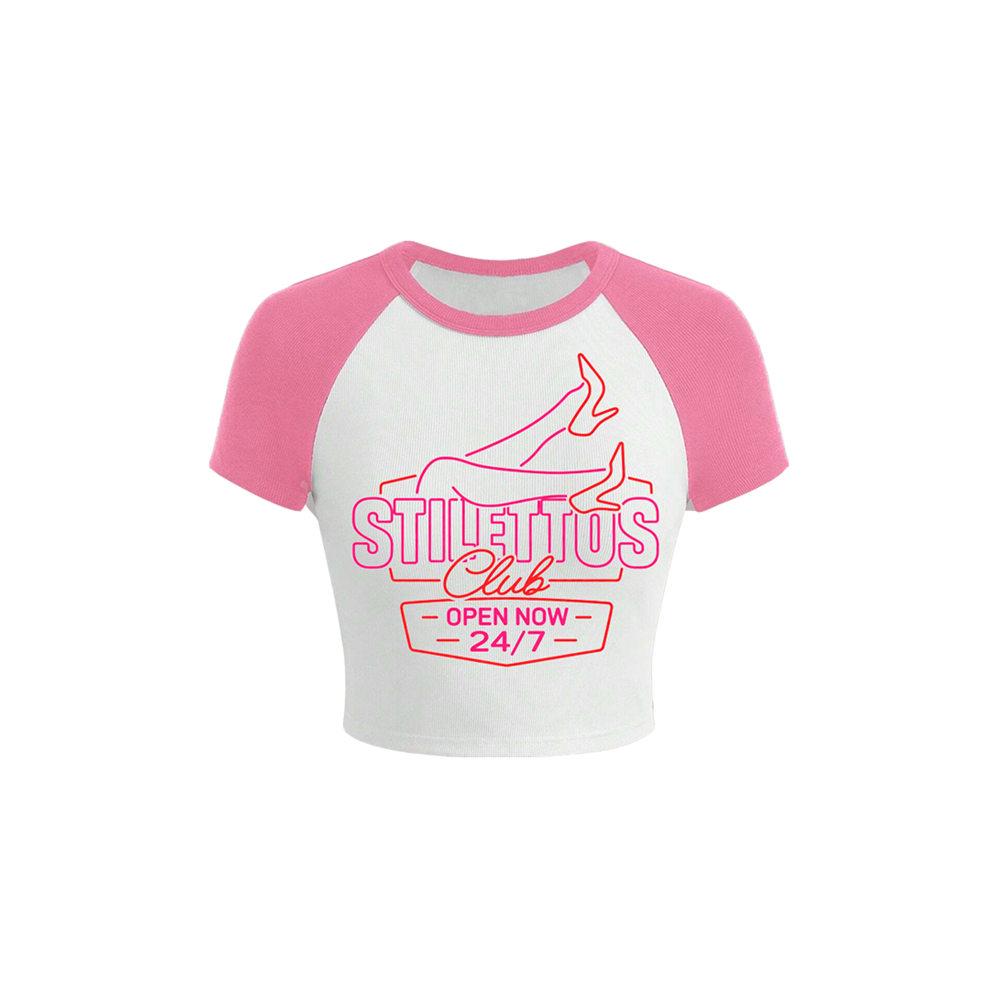 Stilettos Club White/Pink Crop Top